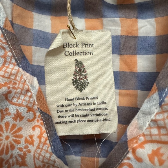 NWT World Market Blue and Orange Checkered Dress Size L/XL - Picture 2 of 5